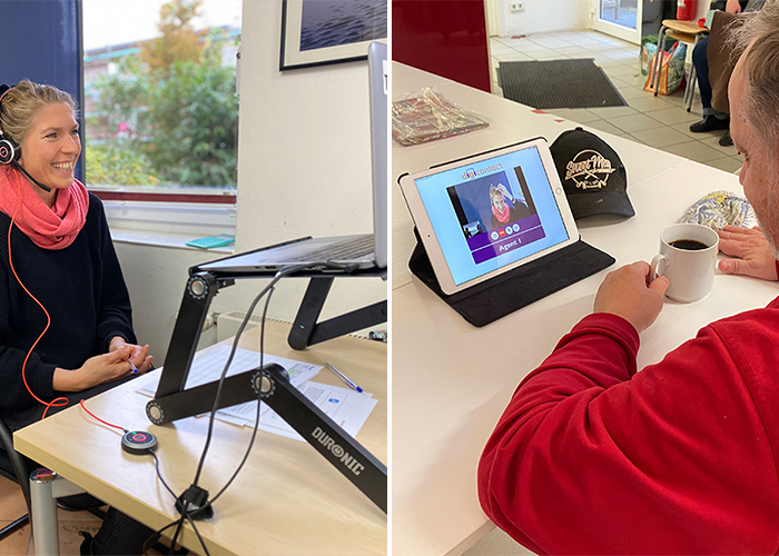 Klient und Assistenz telefonieren über Video-Chat.